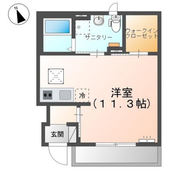 エルシオン(ワンルーム/1階)の間取り写真