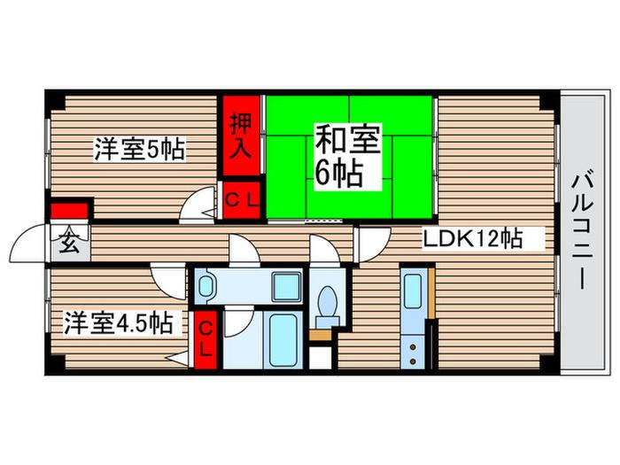 シティファイブ新柏(3LDK/2階)の間取り写真