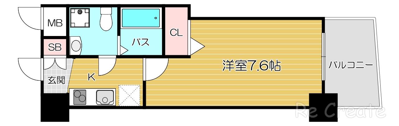 セレニテ夕陽丘EST(1K/3階)の間取り写真