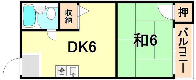 湊川ヤングハイツ(1DK/3階)の間取り写真