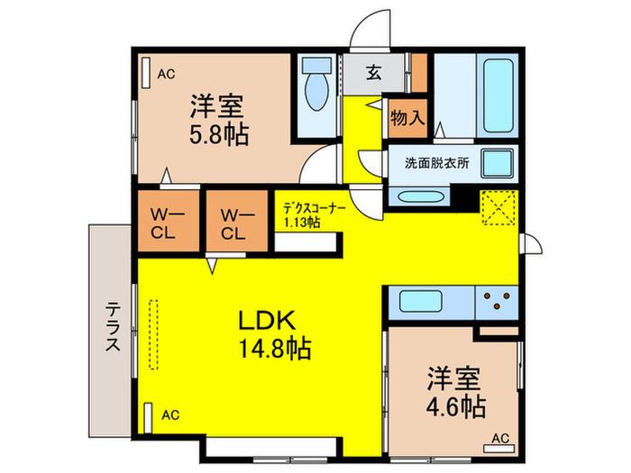 エイトデイジー(2LDK/1階)の間取り写真
