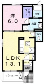 クレアホーム(1LDK/1階)の間取り写真