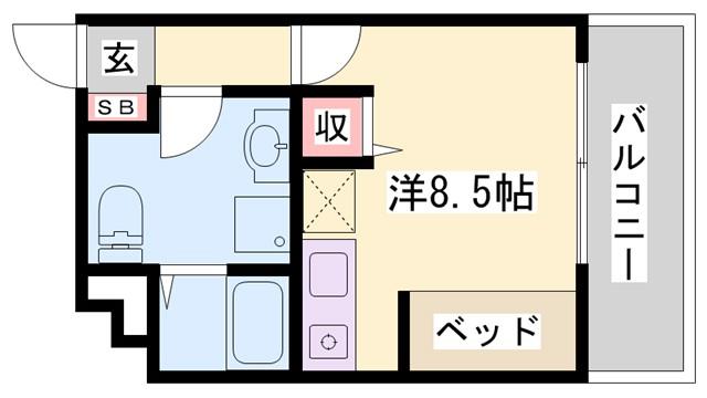 プライム英賀保(ワンルーム/4階)の間取り写真