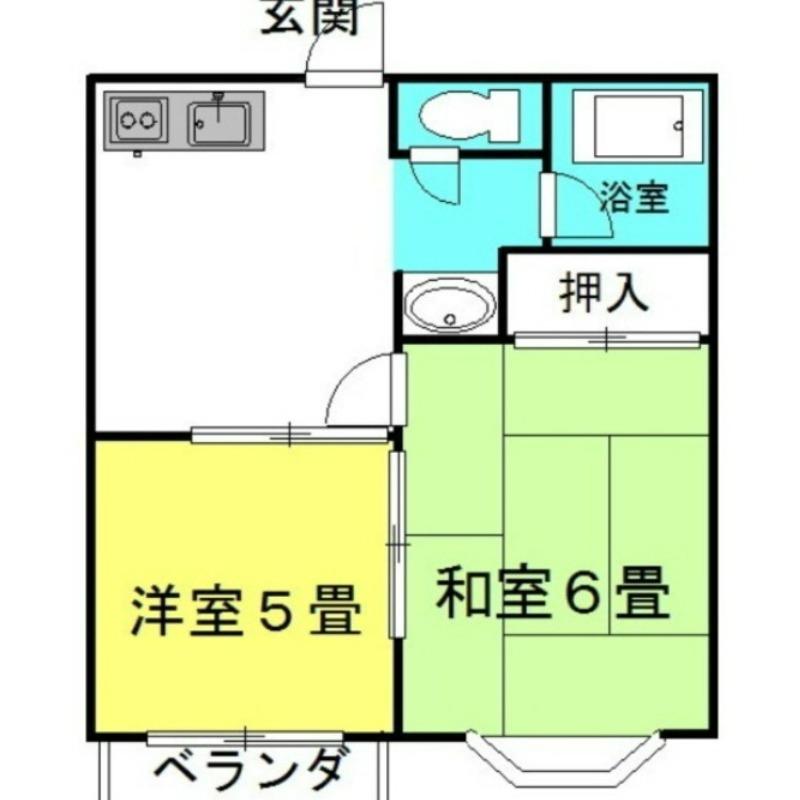 ヤングハウスD棟(2DK/2階)の間取り写真