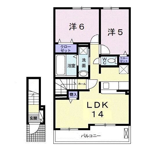 サン ベル I(2LDK/2階)の間取り写真
