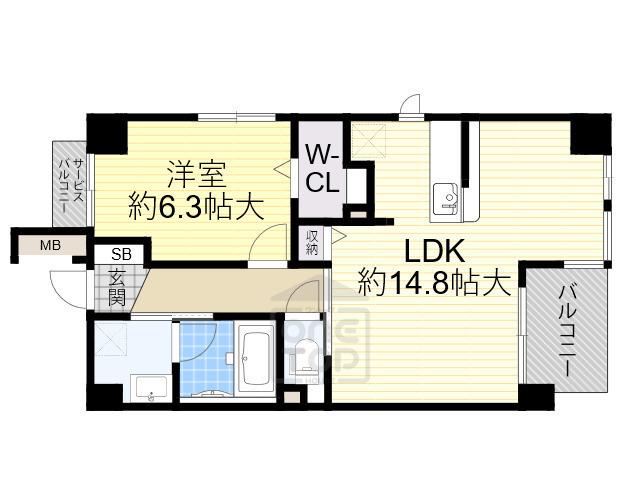 グランミーテ緑地(1LDK/2階)の間取り写真
