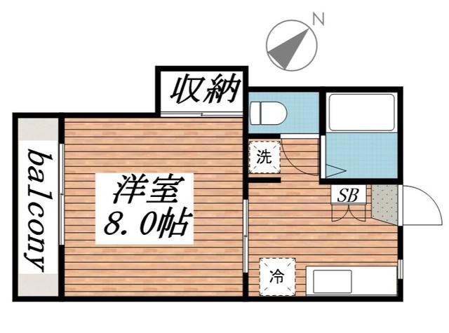 ハイツ創英(1K/2階)の間取り写真