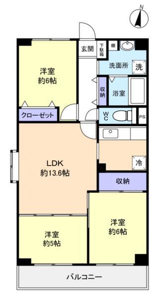 スミィードアネックス(3LDK/1階)の間取り写真