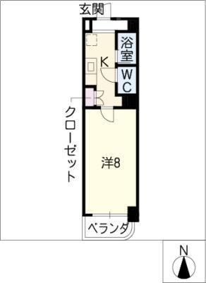 アペックス覚王山(1K/4階)の間取り写真