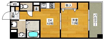第17関根マンション(1DK/11階)の間取り写真