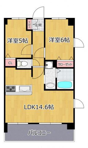 ミア・エレンシア(2LDK/2階)の間取り写真