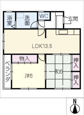 メゾンエスポワール(2LDK/3階)の間取り写真