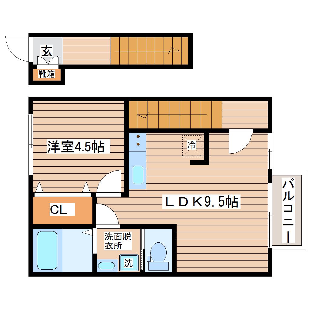 ARC CITY ASUTO NAGAMACHI(1LDK/2階)の間取り写真