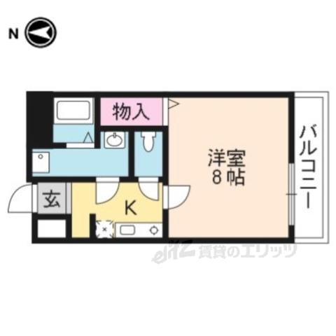 フラッティ堀川北山(1K/2階)の間取り写真