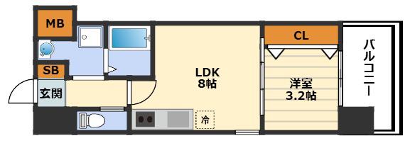 ビガーポリス486与力町公園II(1LDK/11階)の間取り写真