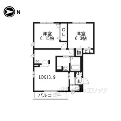 ALBAGRANDE(2LDK/2階)の間取り写真