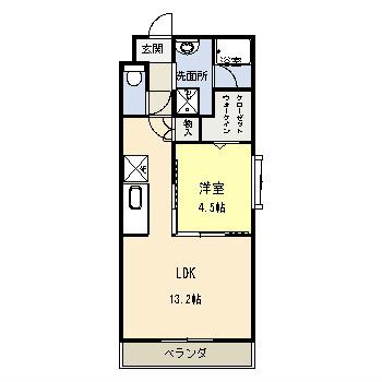 ソレイユSKII(1LDK/2階)の間取り写真