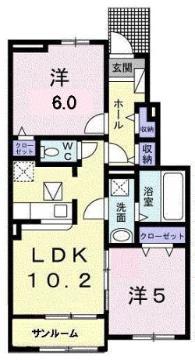 ジャンティ C(2LDK/1階)の間取り写真