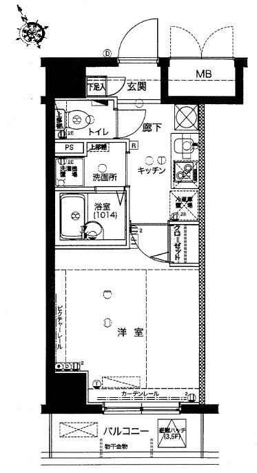 FORTIS水天宮前(1K/2階)の間取り写真