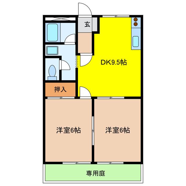 レジデンスTAKENAKA(2DK/1階)の間取り写真