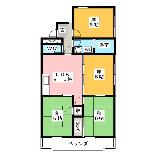 ルミエール若森 II(4LDK/3階)の間取り写真
