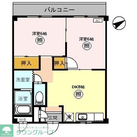 コーポK-1 2-C(2DK/2階)の間取り写真