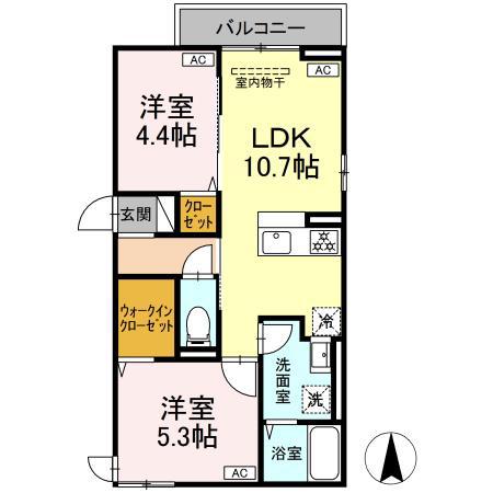 セレスティア中台 III(2LDK/3階)の間取り写真