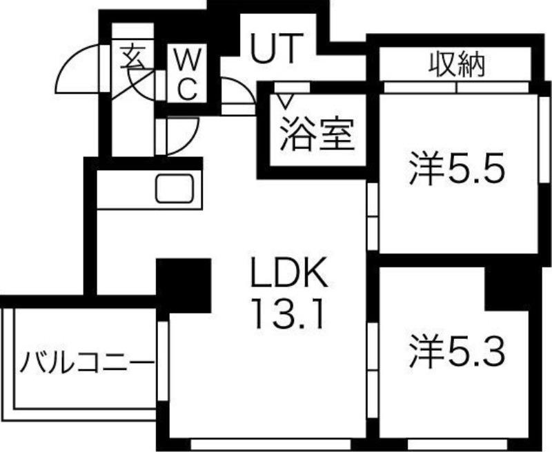 VIOLETTA(2LDK/9階)の間取り写真