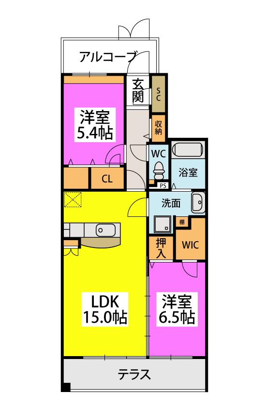 アンビエントN(2LDK/1階)の間取り写真