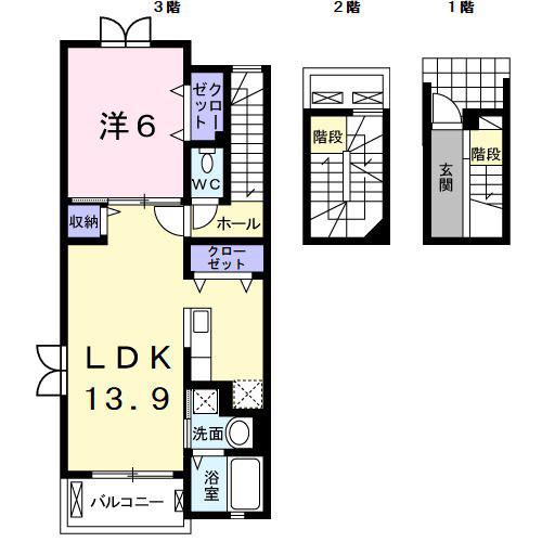 ムーン ガーデン樹来(1LDK/3階)の間取り写真