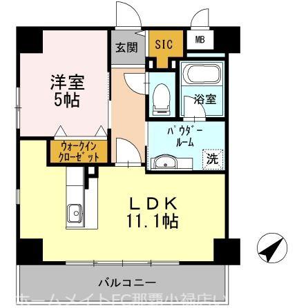 HABITATION DAIWA(1LDK/4階)の間取り写真