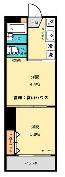 第2富山ハイツ(2K/2階)の間取り写真