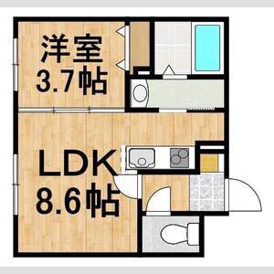恵庭市福住町3丁目MS(1LDK/2階)の間取り写真