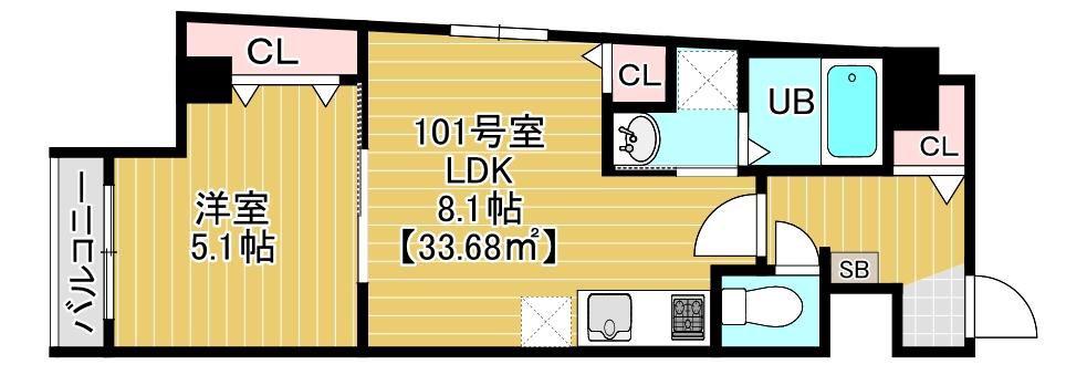 ARCRESIDENCE向島(1LDK/1階)の間取り写真