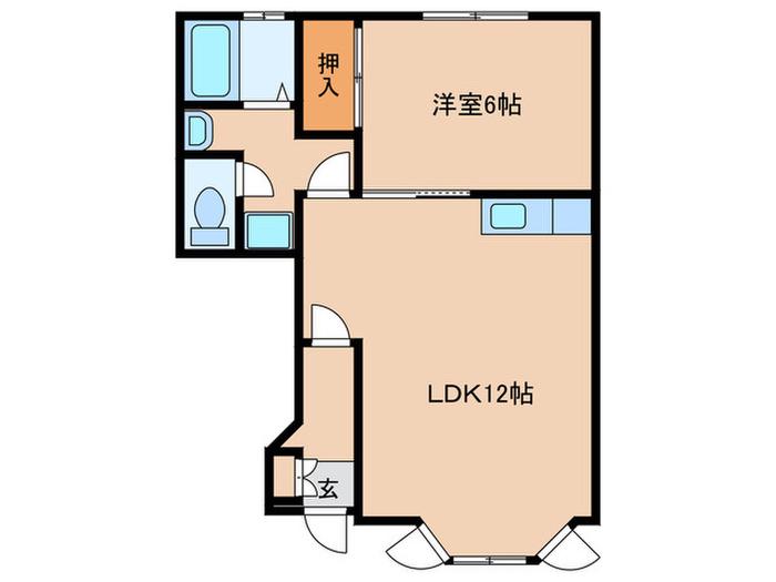 ブリッジハウスB(1LDK/1階)の間取り写真