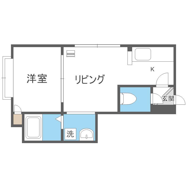 ボヌールN16(1DK/1階)の間取り写真
