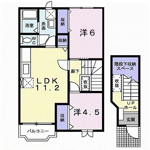 サニーはまなす(2LDK/2階)の間取り写真