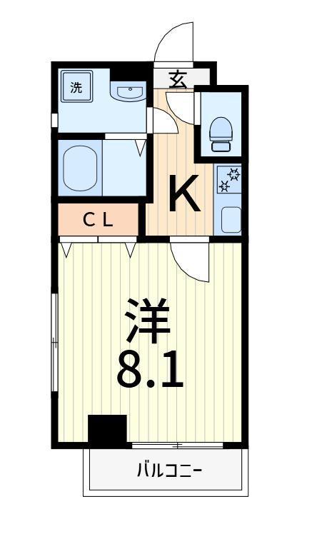 シティハウス(1K/2階)の間取り写真