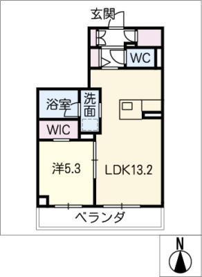 LE・BOIS八幡II(1LDK/2階)の間取り写真