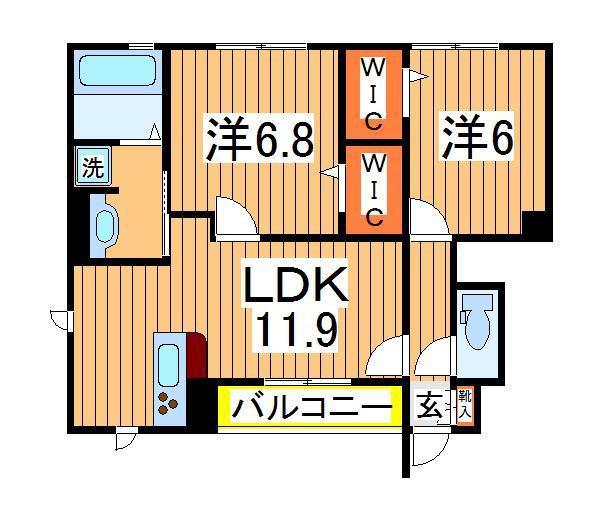 なんてんの郷2(2LDK/1階)の間取り写真