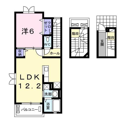 メゾン・パティオス B(1LDK/3階)の間取り写真