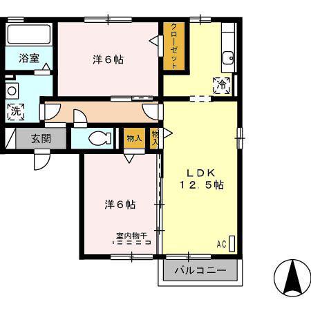 メゾン・グレイスA棟(2LDK/2階)の間取り写真