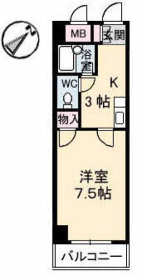 ファミーユ對重(1K/2階)の間取り写真