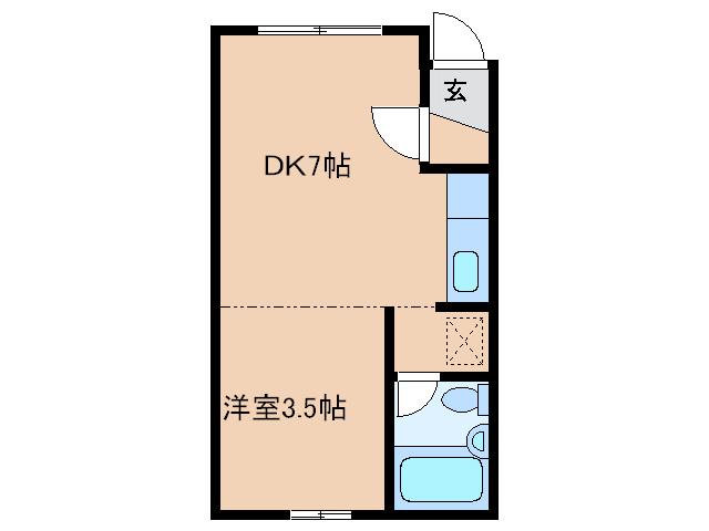 パークサイドI(1DK/2階)の間取り写真