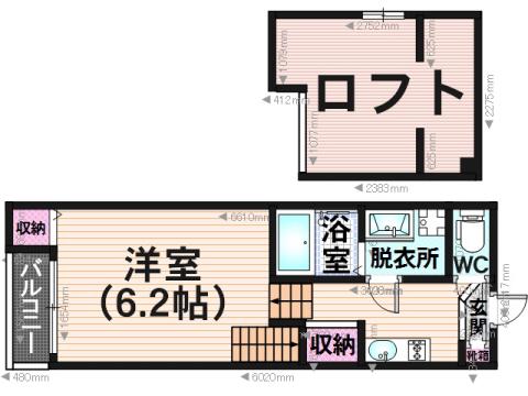 カームネスキキ(1K/2階)の間取り写真