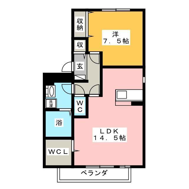 スワロウテイルA(1LDK/2階)の間取り写真