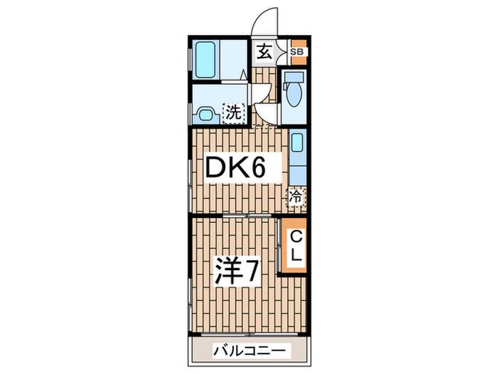 ルミエールFUJI(1DK/2階)の間取り写真