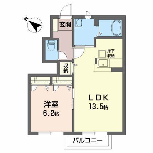 ロット ワンド(1LDK/1階)の間取り写真