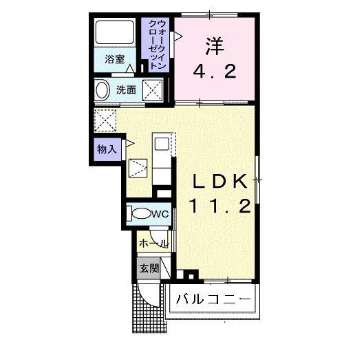 シエル ソレイユ(1LDK/1階)の間取り写真