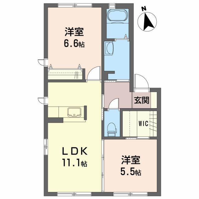 シティ クレール F棟(2LDK/1階)の間取り写真